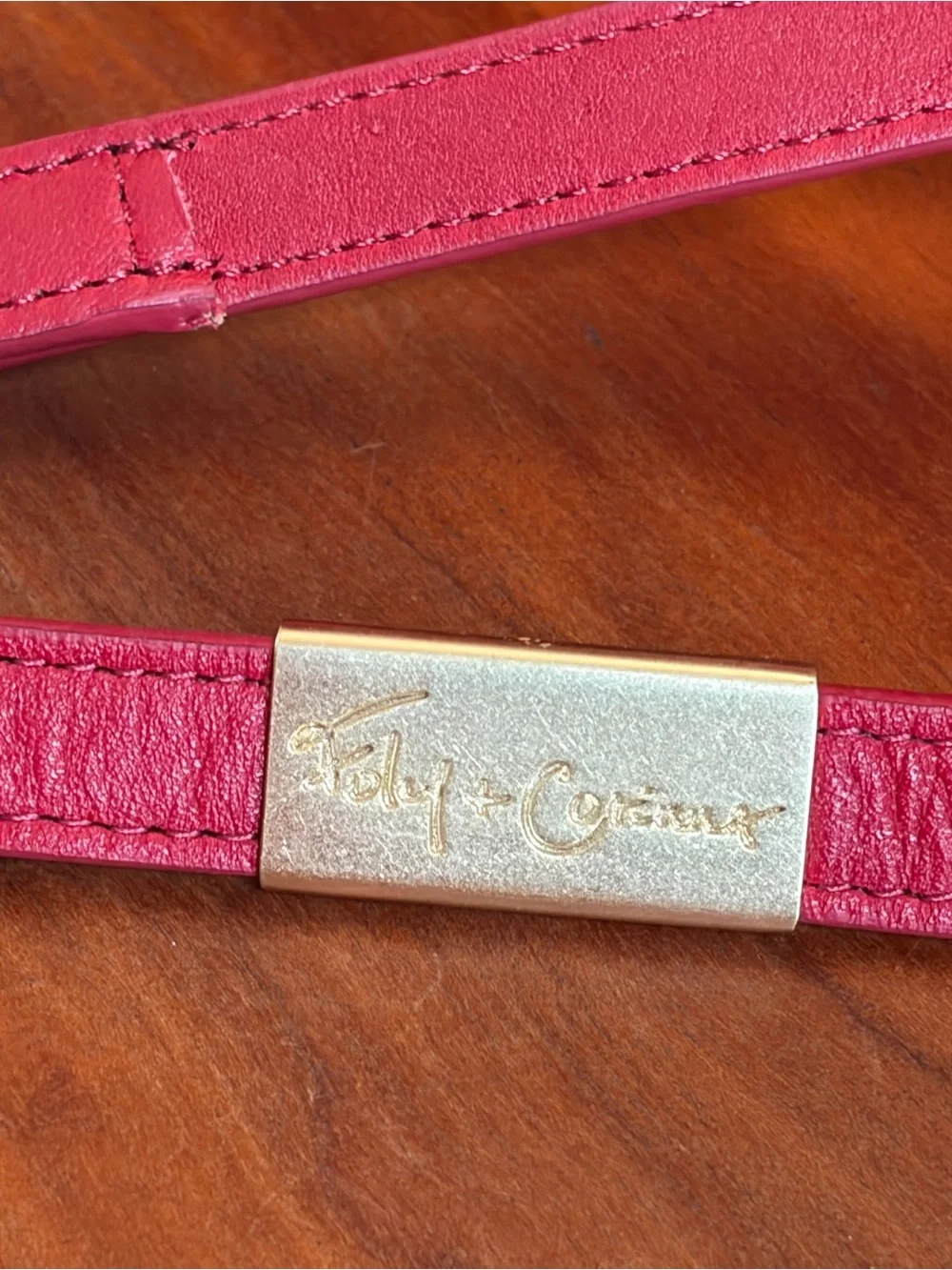 Foley + Corinna Red Leather Satchel with Gold Accents